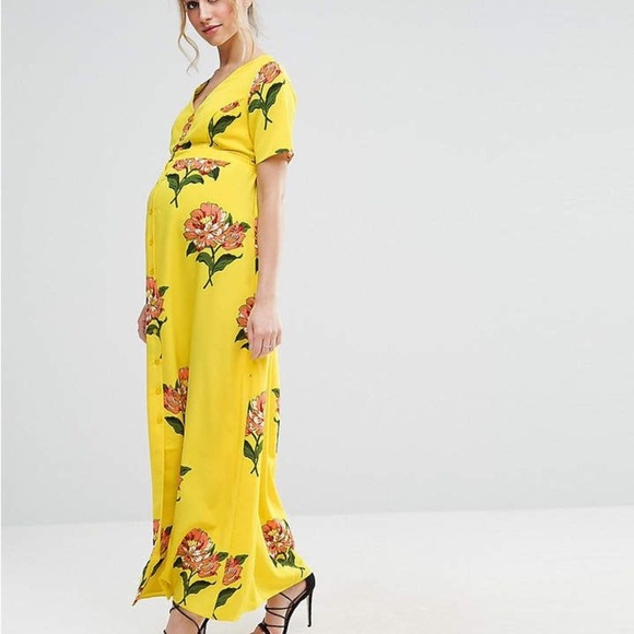ASOS Maternity Floral Open Back Maxi Dress Size 6 NEW - Picture 1 of 11